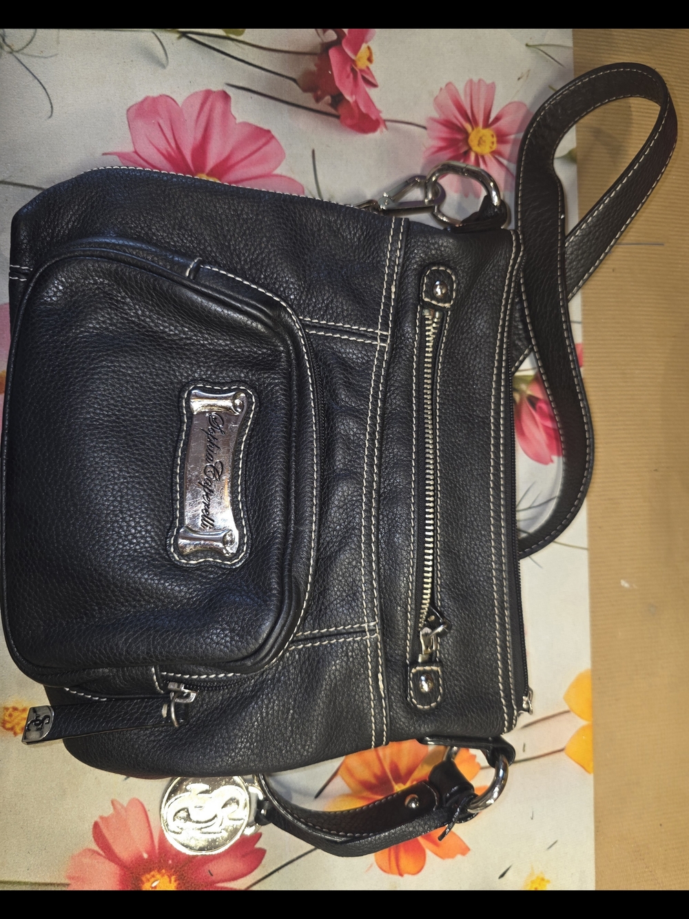 Black Women's Crossbody Bag with Silver Hardware